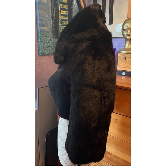 Elegant vintage 3/4 sleeve Black Fur Jacket - Picture 3 of 15